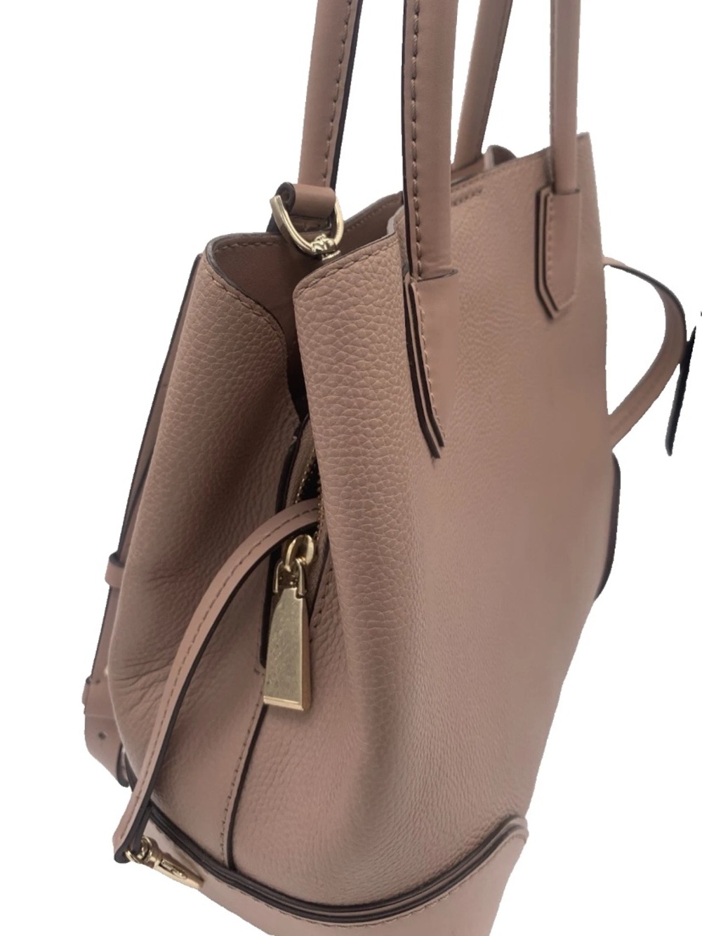 Michael Kors Deep Pink Mercer Medium Pebble Leather Gold Lock Detail Handbag - Picture 4 of 14